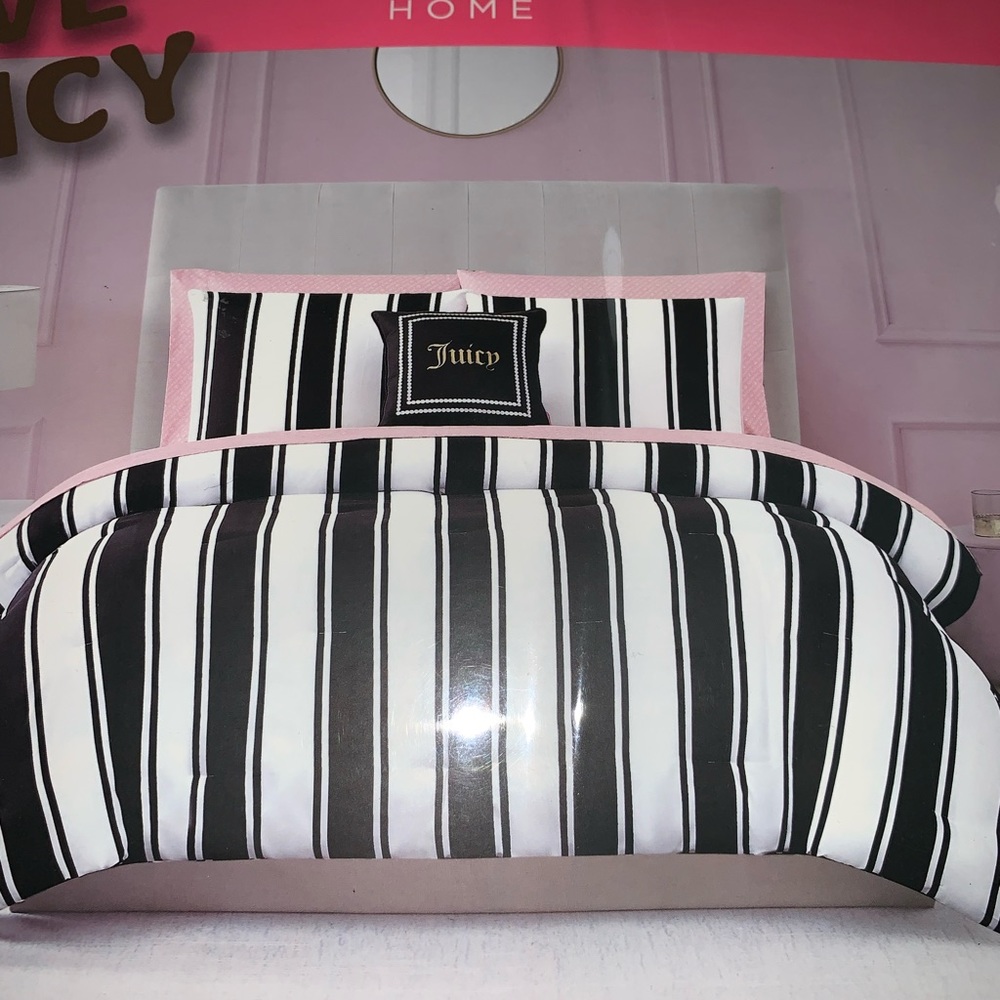 Juicy Couture Black and White Striped Comforter